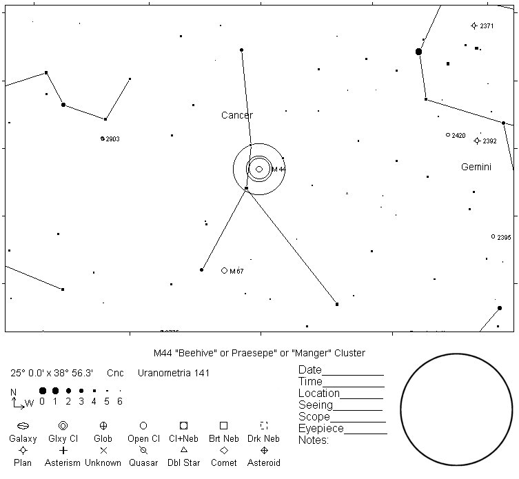 M44 Telrad Finder Chart
