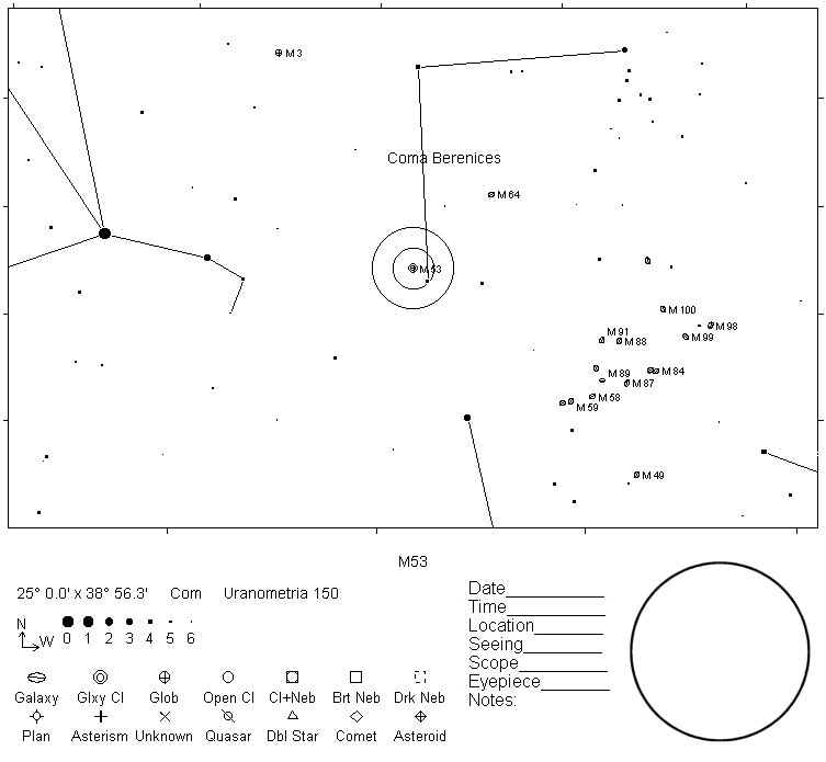 M53 Telrad Finder Chart