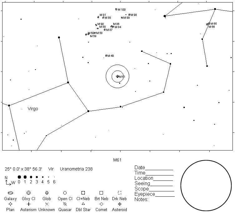 M61 Telrad Finder Chart