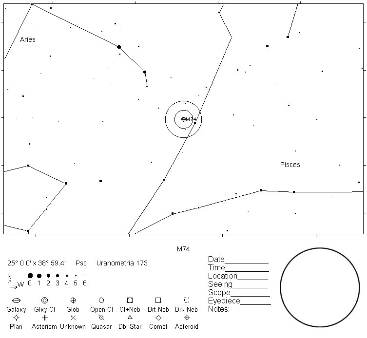 M74 Telrad Finder Chart