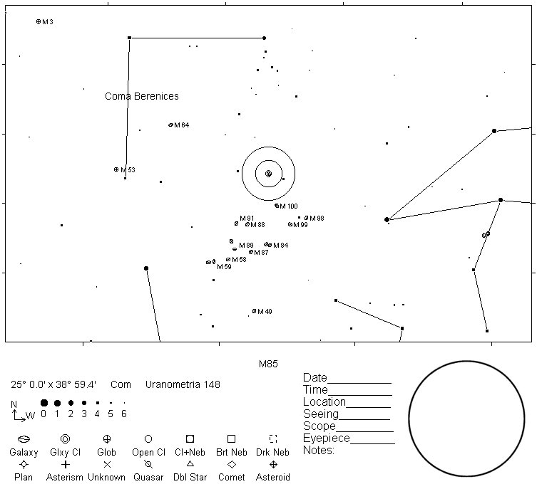 M85 Telrad Finder Chart